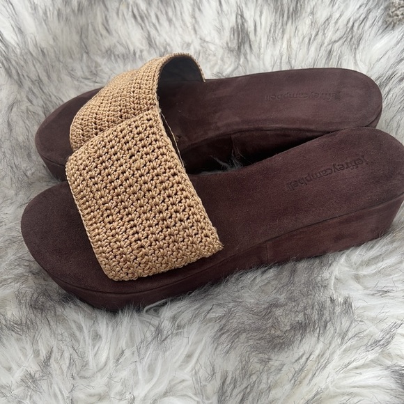 Jeffrey Campbell Flatform Brown & Natural Slides - Picture 2 of 6